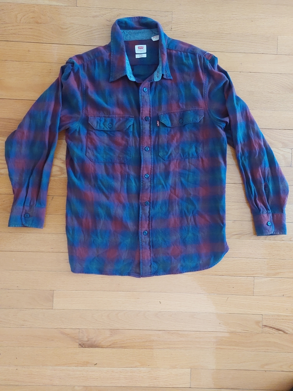 Levi's Men's Plaid Button-Down Shirt in Blue and Red